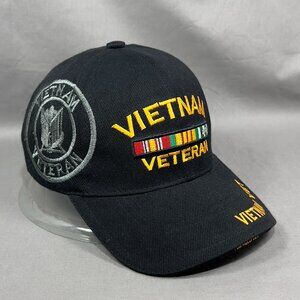 Vietnam Veteran Strap Back Hat Cap K&S Black Shadow Military Adjustable Mens